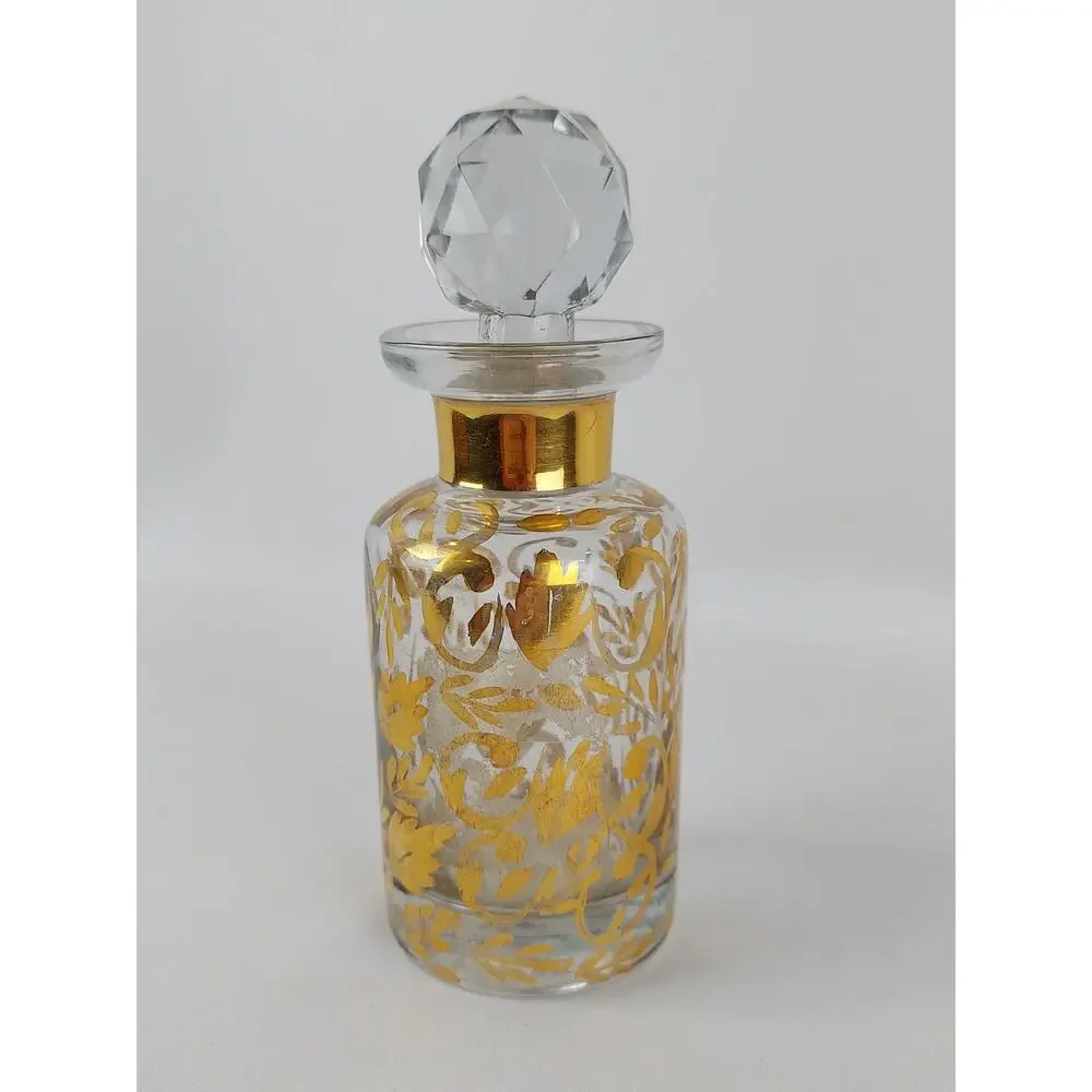 Barreveld International Glass Gold Handpainted Glass Topper Decorative Bottle